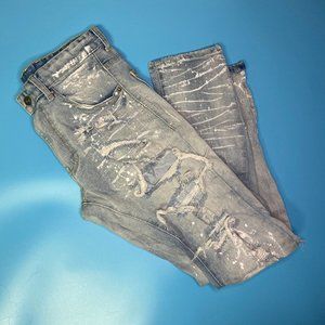 SMOKE RISE Mens Denim Jeans RN#82930 30X32 Rip And Repair Destressed